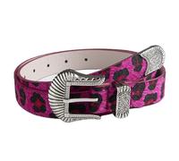 A Pink,100CM/39.4'',Leopard Print Belt for Woman, Faux Leather Chic Belts for Jeans Pants Animal Print Country Belt Women's Accessories