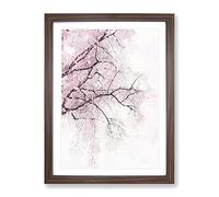 A Pink Cherry Blossom Tree Abstract Art Modern Framed Wall Art Print, Ready to Hang Picture for Living Room Bedroom Home Office Décor, Walnut A2 (64 x 46 cm)