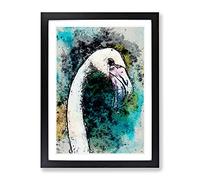 A Pink Flamingo Bird In Abstract Modern Framed Print | A4 Black Framed Wall Art | Ready to Hang | Abstract Animal Picture | Living Room Bedroom Lounge Office