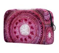 a Pink Laced Cloth Cosmetic Bag for Women, Travel Toiletries Bags Large Makeup Handy Pouch Organiser Bag with Zipper