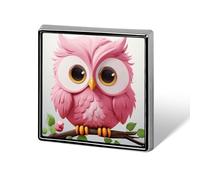 A Pink Owl Button Pin Funny Cute Brooch Pins Personalized Square Lapel Pin Badges Alloy Pinback Button Badge Novelty Backpack Pins for Jackets Hat Bags Chrismas Birthday Gift