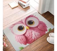 A Pink Owl Door Mat Indoor Outdoor Welcome Mat Resist Dirt Entryway Mat Low Profile Floor Mat Front Doormat Non-Slip Bath Mats Absorbent Flannel Area Rug 24 x 16 in