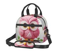 A pink Owl Lunch Bag for Women Men Insulated Lunch Box Reusable Lunch Tote Bags with Adjustable Shoulder Strap Large Capacity Lunch Container for Work, Travel, Outdoor