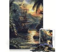 A Pirate Ship Sails 1000 Piece Jigsaws for Adults Puzzle Brain Calisthen Clear Color Hard Challenge Furniture Decor (38x26cm)