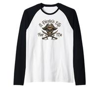 A Pirate's Life for Me Skull and Crossed Swords Bronze Raglan Baseball Tee