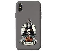 A Pirate's Life Pirate Ship Black Jolly Roger Flag Sails Case for iPhone X/XS