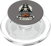 A Pirate's Life Pirate Ship Black Jolly Roger Flag Sails PopSockets PopGrip for MagSafe