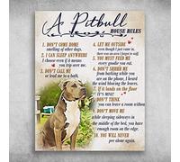 A Pitbull House Rules You Will Never Pee Alone Again Wall Decoration for Restaurant, Cafe, Bar, Home, Courtyard Wall Metal Sign_6"x8"