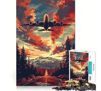 A Plane Sky Vector Art 1000 Piece Jigsaw Puzzle for Adults Mindful Game High Def Print Happy Challenge Thoughtful Gift (50x75cm)