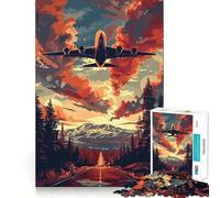 A Plane Sky Vector Art 1000 Piece Jigsaw Puzzles Logic Play DownTime Game Family Enjoyable Xmas Santa Gift (38x52cm)