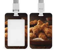 A Plate of Fried Chicken ID Badge Holder with Lanyard ID Holder