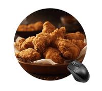 A Plate of Fried Chicken Round Mouse Pad 7.8 Inch, Portable Gaming Mouse Mat with Non-Slip Rubber Base & Smooth Surface, Waterproof Mousepad for PC, Laptop, Computer, Office, Home