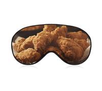 A Plate of Fried Chicken Sleep Mask for Women Men, Soft Eye Mask with Adjustable Strap for Sleeping, Light Blocking Travel Blindfold for Nap Comfortable Eye Cover for Home Office