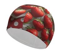 A Plate of Strawberries Swim Cap for Adult, Elastic Fabric Swimming Cap, Comfortable Bathing Cap for Long & Short Hair