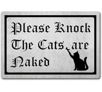 A Please Knock The Cats Re Floor Mats Shoes Scraper Welcome Mat Low Profile Mat Entry For Patios Indoor Outdoor 40 X 60Cm