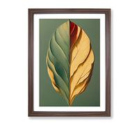 A Pleasing Leaf Framed Print | A2 Walnut Framed Wall Art | Ready to Hang | Modern Floral Picture | Living Room Bedroom Lounge Office