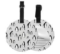 A Plethora of Penguins,Luggage Tags Pu Leather Name Tag Travel Suitcase Identifier ID Tags Durable Baggage Label 2 pcs