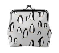 A Plethora of Penguins, PU Leather Coin Purse, Small Wallets, Change Pouch with Kiss Lock Clasp Buckle, Change Purse