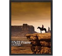A PLUS MAX 17x22 Picture Frame, Black Engineered Wood Frame for 17 x 22 Inch Picture Poster Photo, Light Weight 17 by 22 Frame with Wood-grain for Wall - 1 Pack/Black/17 x22