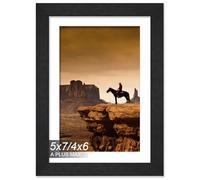 A PLUS MAX 5x7 Picture Frame, Engineered Wood Frame Display Photo 4x6 with Mat or 5 x 7 without Mat, 5 by 7 Frame with Black Wood Grain for Wall - 1 Pack/Black/5"x7"