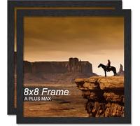 A PLUS MAX 8x8 Picture Frame Set of 2, Black Engineered Wood Frame for 8 x 8 Inch Picture Poster Photo, Light Weight 8 by 8 Frame with Wood-grain for Wall - 2 Pack/Black/8"x8"
