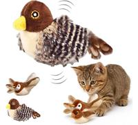 A plush cat toy for indoor cats, the Chirp Paws Flapping Bird Cat Toy, simulates a chirping bird with flapping wings, and is interactive. (b 1pcs)