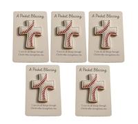 A Pocket Blessing-Baseball Cross Edition,Handmade Baseball Stitching Christian Pocket Cross Token with Verse Card,Religious Faith Gift for Sports Enthusiasts & Christian Keepsakes (5PCs)