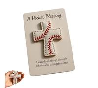 A Pocket Blessing-Baseball Cross Edition,Handmade Baseball Stitching Christian Pocket Cross Token with Verse Card,Religious Faith Gift for Sports Enthusiasts & Christian Keepsakes (1PC)