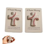 A Pocket Blessing-Baseball Cross Edition,Handmade Baseball Stitching Christian Pocket Cross Token with Verse Card,Religious Faith Gift for Sports Enthusiasts & Christian Keepsakes (2PCs)