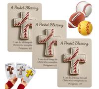 A Pocket Blessing, Baseball Football Softball Cross Edition, 2026 Mini Pocket Hug with Good Luck Card, Sports Themed Encouragement Gifts For Christian Athletes (3pcs -White)