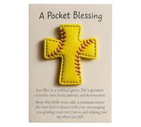 A Pocket Blessing - Baseball Football Softball Cross Edition,Handmade Pocket-Sized Cross Gift for Christian Athletes,Handmade Faux Leather Pocket C-ross with Bible Verse,Inspirational Sports Token