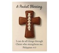 A Pocket Blessing - Baseball Football Softball Cross Edition,Handmade Pocket-Sized Cross Gift for Christian Athletes,Handmade Faux Leather Pocket C-ross with Bible Verse,Inspirational Sports Token