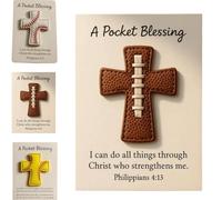 A Pocket Blessing Greeting Card, Baseball Football Softball Cross Edition, Handmade Pocket-Sized Cross Gift for Christian Athletes, Inspirational Token for Group Encouragement Postcards (Football)
