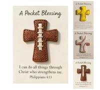 A Pocket Blessing - Softball Cross Edition, Handmade Pocket Cross Hug Token with Inspirational Card, Sports Themed Encouragement for Christian Athletes (Football)
