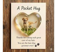 A Pocket Hug for Dog Groomers, 3D Furry Puppy Hearts Token with Appreciation Message, Nice Groomers Heart Pocket Hug Token Gift with Greeting Card, Dog Express Gratitude To Groomer Keepsake