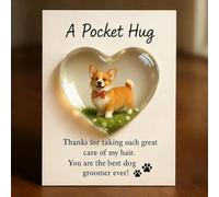 A Pocket Hug for Dog Groomers, 3D Furry Puppy Hearts Token with Appreciation Message, Nice Groomers Heart Pocket Hug Token Gift with Greeting Card, Dog Express Gratitude To Groomer Keepsake