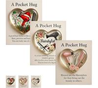 A Pocket Hug for Hairstylists, Mini Hairdresser Tools Heart Pocket Hug Token with Greeting Cards, Thank You Gift for Hairstylists, Salon Owners & Beauty Graduates (3pcs)