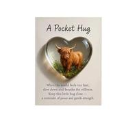 A Pocket Hug Highland Cow, Emotional Support Heart Highland Cow Pocket Hug Token with Inspirational Card, Acrylic Home Decorative, Rustic Nature Inspired Animal Keepsake Card For Friendsh (1PC)