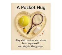 A Pocket Hug Sports Themed Motivational Cards, Heart Shaped, 7cm x 9cm, Badminton Theme with Inspirational Message (Yellow)