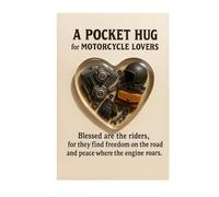 A Pocket Hugs for Motorcycle Lovers, Heart Shaped Motorcycle Lover's Pocket Hugs with Inspirational Greeting Card, for Men Women Friends Motorcycles Lovers