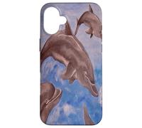A Pod of Playful Jumping Dolphins Case for iPhone 16 Plus