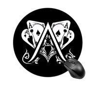 A Poker Player Round Gaming Mousepad Rubber Base Desk Mat for Office Laptop Computer