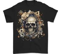 A Poker Skull Playing Cards Mens T-Shirt 100% Cotton Black L