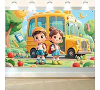 A polyester party banner with a back-to-school theme background fabric for home decoration 200x140CM