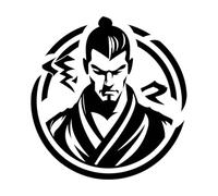 a Powerful and of a Samurai Warrior his face Determined and Focused Wall Decals 42x44cm Wall beautification Black