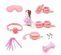 A Practical 8-Piece Pink Leather Set with Comfortable Texture and Diverse Styles, Perfect As A Surprise Gift for Couples During Holidays，Endurance Training Accessory