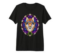A Prairie Wolf Surrounded By A Wreath of Pasque Flower Premium T-Shirt