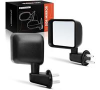 A-Premium Driver and Passenger Manual Side View Door Mirrors - Compatible with Jeep Wrangler JK 2007 2008 2009 2010 2011 2012 2013 2014 2015 2016 2017 - Manual Folding Non-Heated Black - Pair Set