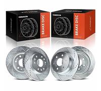 A-Premium Front and Rear Drilled and Slotted Disc Brake Rotors Compatible with Select Chevy, GMC and Cadillac Models - Silverado 1500, Sierra 1500, Escalade, Avalanche, Suburban, Tahoe, Yukon, 4-PC