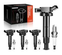 A-Premium Ignition Coil and Iridium Spark Plug Kit Set of 4 Compatible with Toyota Camry Corolla Highlander Matrix RAV4 Solara Scion tC xB Lexus HS250h Pontiac Vibe 2.4L